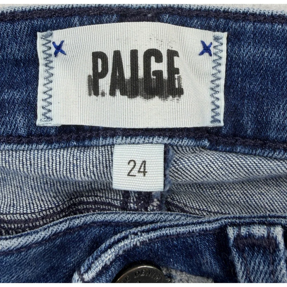 PAIGE Verdugo Ankle Skinny Jeans Raw Step Hem Dark Wash Size 24